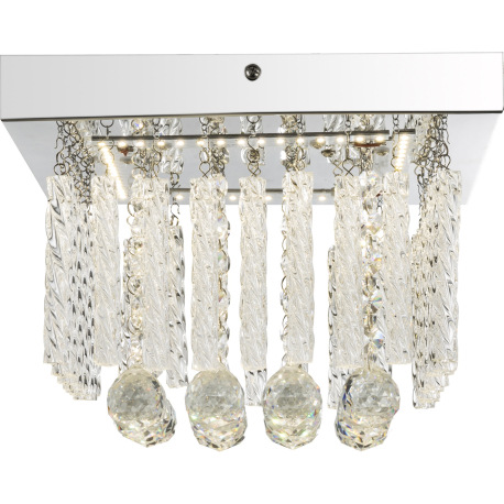 Stropné svietidlo, chróm, sklenené tyčinky, kryštály, DxŠxV: 250x250x150, vrátane 1xLED 40V 12W, 130 5