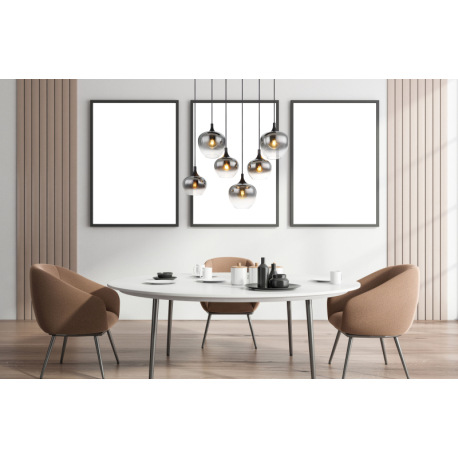 Závesné svietidlo kov čierny matný, dymové sklo, kábel textil čierny, DxŠxV: 860x420x1200mm, priemer 7