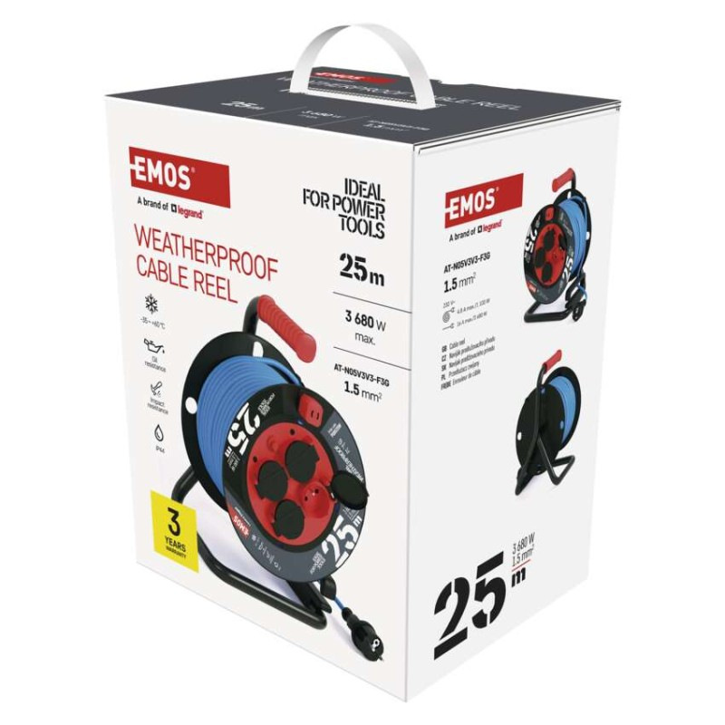 Špeciálny predlžovací kábel na bubne 25 m / 4 zásuvky / PVC/ 230 V / 1,5 mm2 1