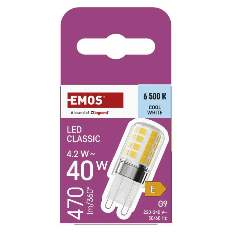 LED žiarovka Classic JC / G9 / 4,2 W (40 W) / 470 lm / Studená biela 6