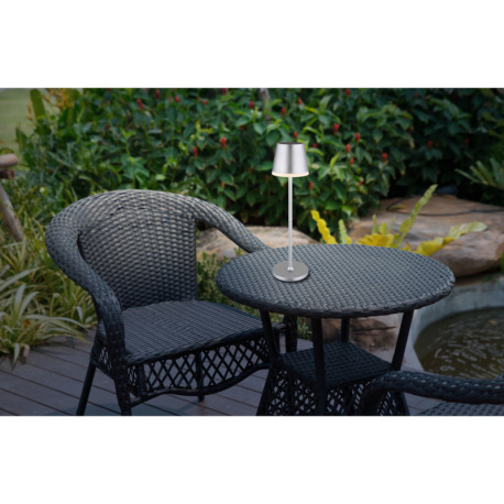 Solárne svietidlo, kov/plast strieborná metalíza, plast satinovaný, posuvný spínač, batéria CR18650 9