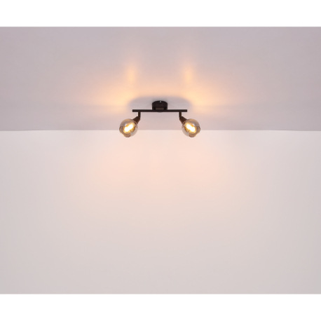 Nástenné svietidlo, kov čierny, sklo dymové, ŠxV: 90x140mm, H: 160mm, bez žiarovky 1xE14, max. 40W 2 5