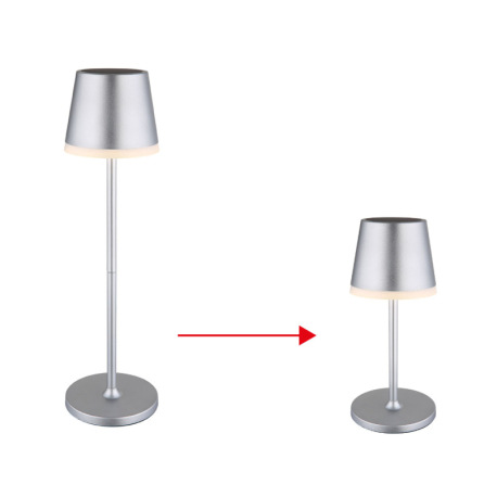 Solárne svietidlo, kov/plast strieborná metalíza, plast satinovaný, posuvný spínač, batéria CR18650 15