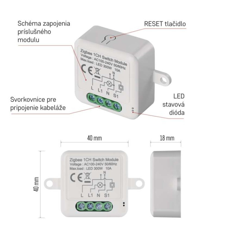 GoSmart spínací modul IP-2101SZ, ZigBee, 1-kanálový 6