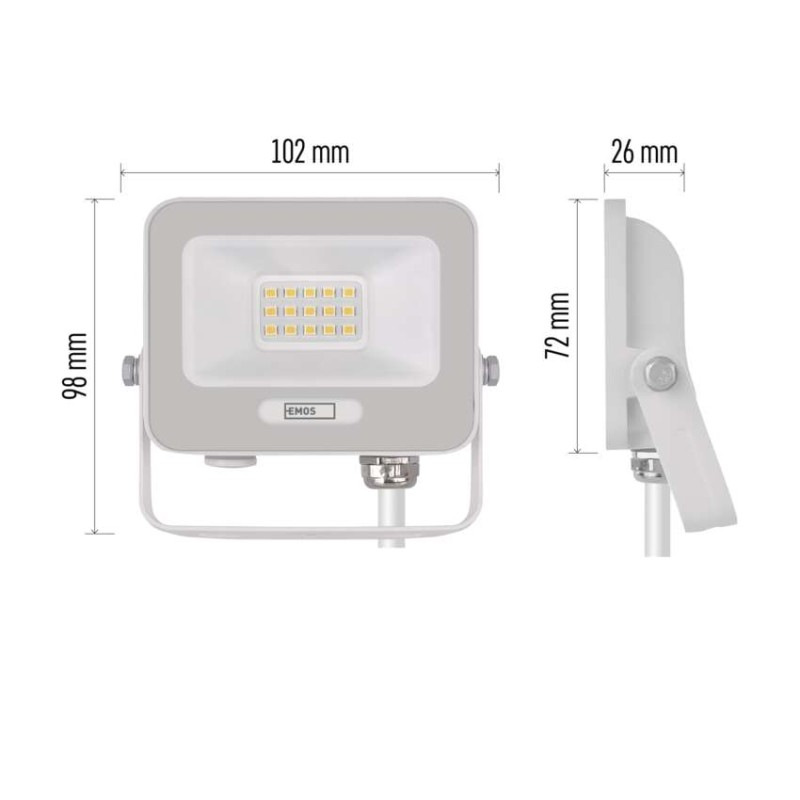 LED reflektor GLARO 10W, biely, IP65, 1000 lm, neutrálna biela 5