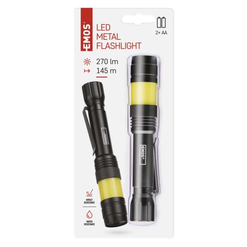 360° COB LED kovové svietidlo, 270 lm, 2× AA 3