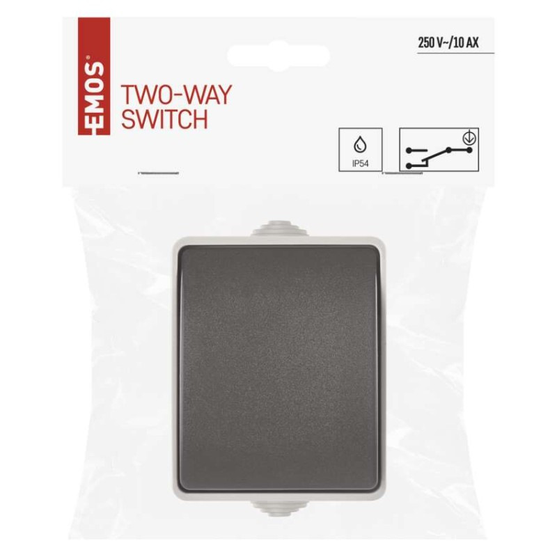 Vypínač nástenný schodiskový č. 1,6 IP54, 1 tlačidlo 3