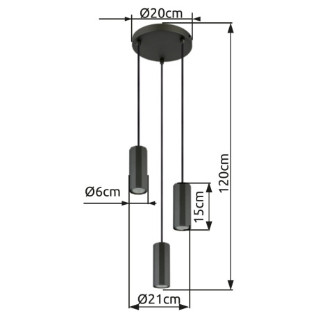 Závesné svietidlo, kov sivý matný, hliník sivý matný, kábel PVC čierny, výškovo nastaviteľné, ø: 210 14