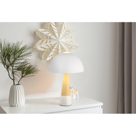 Stolná lampa, kov, piesková matná, kov imitácia dreva, kábel PVC čierny, kolískový vypínač na kábli, 2