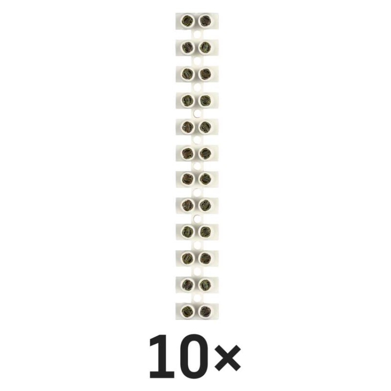 Skrutková svorkovnica 12× 4–6mm2, 450 V, biela, 10 ks 2