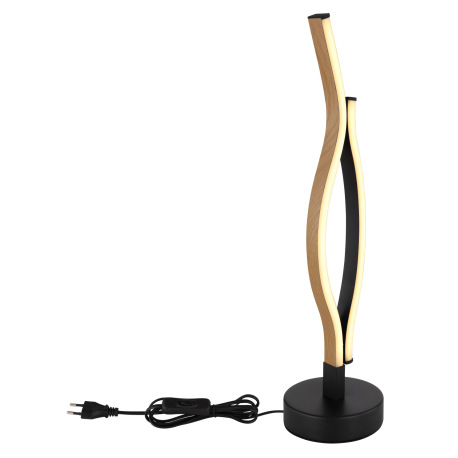 Stolná lampa kov čierny matný, plast biely, hliník čierny matný, hliník imitácia dreva, kábel PVC či 4