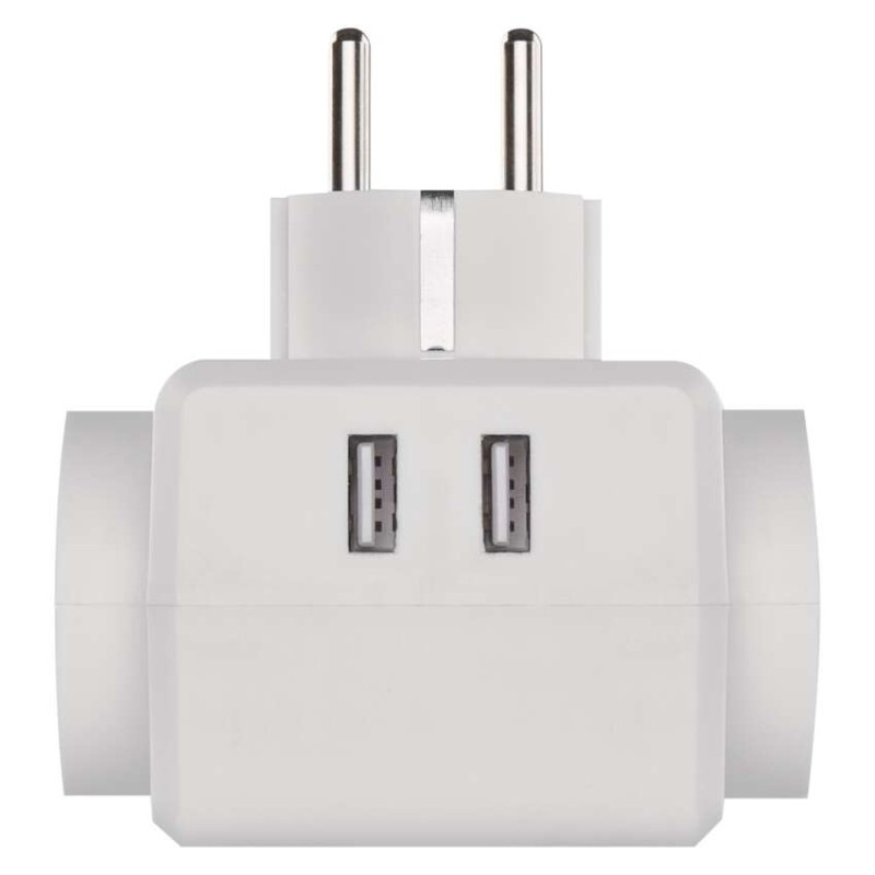 Rozbočovacia zásuvka 3× guľatá, 2× USB 5