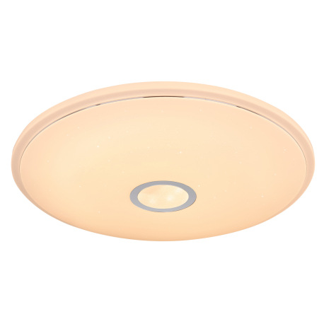 Stropné svietidlo, kov biely, akryl biely, chróm, kompatibilné s Google Assistant a Alexa, časovač, 18