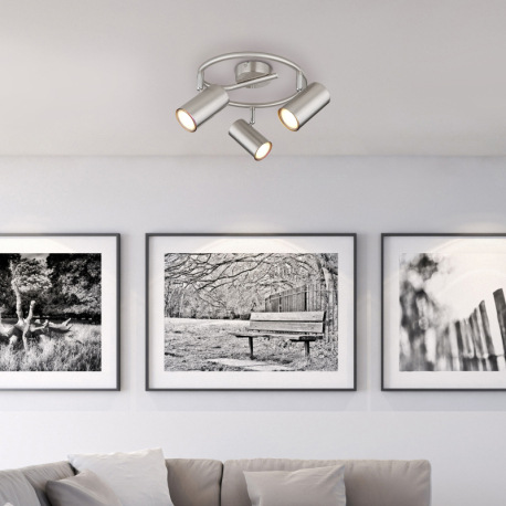 Stropné svietidlo, kov nikel, chróm, ø: 250 mm, H: 135 mm, bez žiaroviek 3x GU10, max. 25W 230V 1