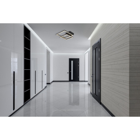 Stropné svietidlo, plast čierny, plast biely, polohovateľné, DxŠxV: 475x355x67mm, štvorce: 20 x 20 c 10