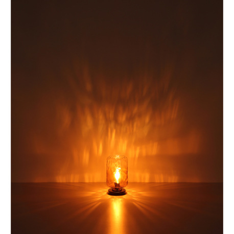 Stolná lampa, kov čierny matný, sklo jantárové/číre, kábel PVC čierny, kolískový vypínač na kábli, ø 5