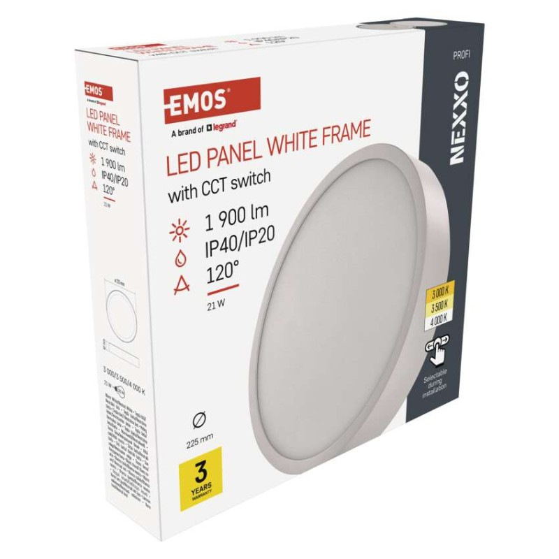 LED prisadené svietidlo, kruhové, biele, 21W, CCT 9