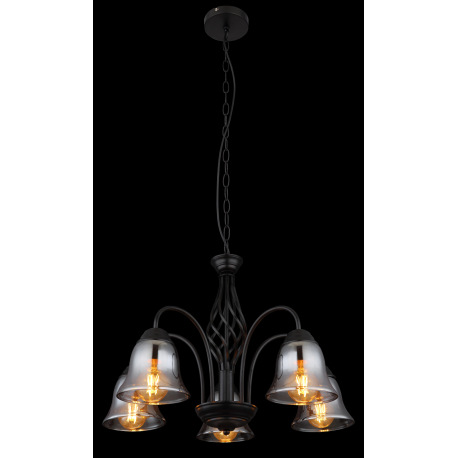 Závesné svietidlo, kov čierny matný, dymové sklo, kábel PVC čierny, ø:555mm, V: 1300mm, bez žiarovie 2