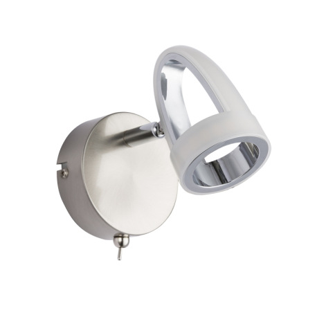 Nástenné svietidlo, kov, nikel, chróm, satinovaný plast, vypínač, ŠxV: 90x140, H: 150, vrátane 1xLED 1