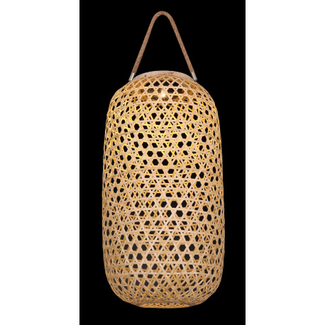 Solárne svietidlo, bambus, plast, na zavesenie alebo na státie, IP44, vypínač, akumulátor AA 600mAh 10