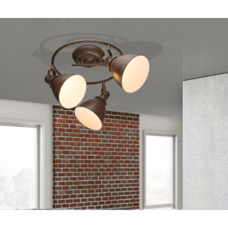 Stropné svietidlo, kov, imitácia hrdze, biela, Ø 610, V: 210, bez žiaroviek 3xE14, max. 40W 230V. 4