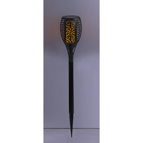 Solárne svietidlo, plast čierny, plast, fakľa, hrot do zeme, blikajúca LED, IP44, vypínač, akumuláto 11