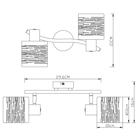 Nástenné svietidlo, kov čierny, plast čierny a zlatý, ŠxV: 270x180, bez žiaroviek 2xE14, max. 15W 23 6