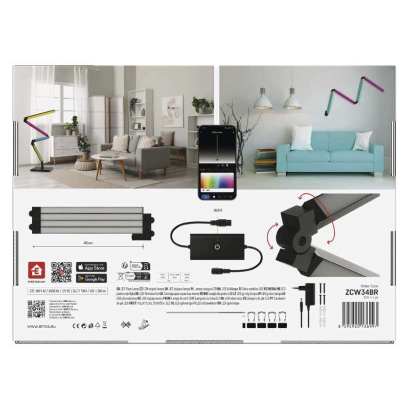 GoSmart LED stojaca lampa, čierna, 175 cm, teplá biela / RGBIC WiFi 10