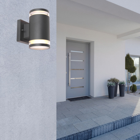 Vonkajšie svietidlo, hliník antracit, sklo priehľadné, svieti hore aj dole, IP44, ŠxV:100x163, H:130 1