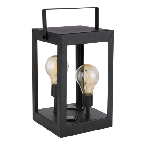 Solárne svietidlo, kov čierny, plast jantár, lampáš s dvomi žiarovkami Edison, IP44, vypínač, akumul 4