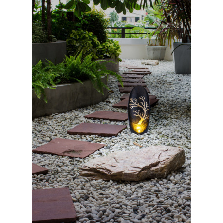 Solárne svietidlo, kov čierny, strieborný, kov zlatý, sklo jantár, imitácia rozbitého skla, vypínač, 2