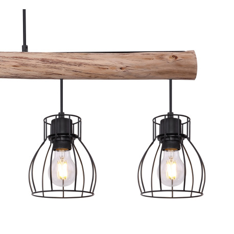 Závesné svietidlo, kov čierny, drevo, DxŠxV:1000x136x1400, bez žiaroviek 5xE27, max. 40W 230V 17