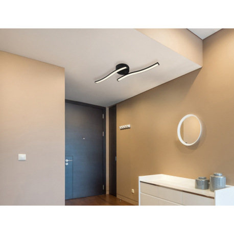 Stropné svietidlo, plast čierny/biely, otočné, DxŠxV: 515x100x72mm, LED 12W 230V, zdroj 1450lm, výst 1