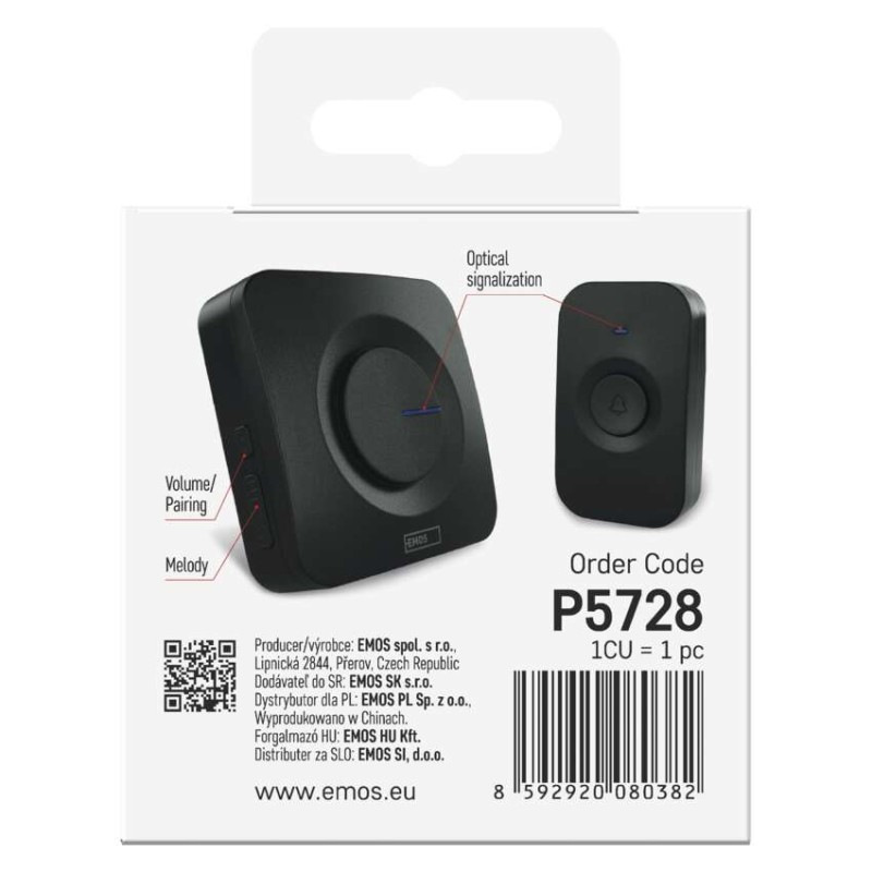 Domový bezdrôtový zvonček P5728 na 3x AAA 9