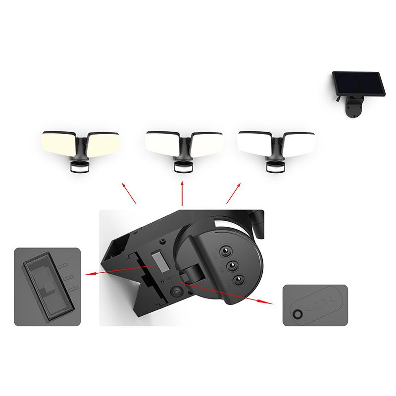 LED čierne vonkajšie solárne svietidlo so senzorom 12W / 3000K - 4100K - 6500K - LS023 2