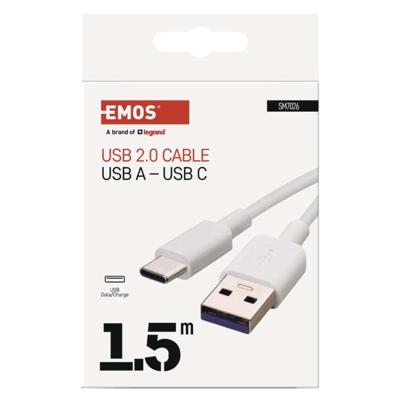 Nabíjací a dátový kábel USB-A 2.0 / USB-C 2.0, 1,5 m, biely 1