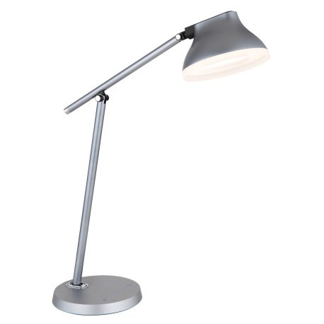 Stolová lampa, hliník a plast sivý, plast biely, kábel PVC čierny, dotykové zapnutie/vypnutie, stmie 4