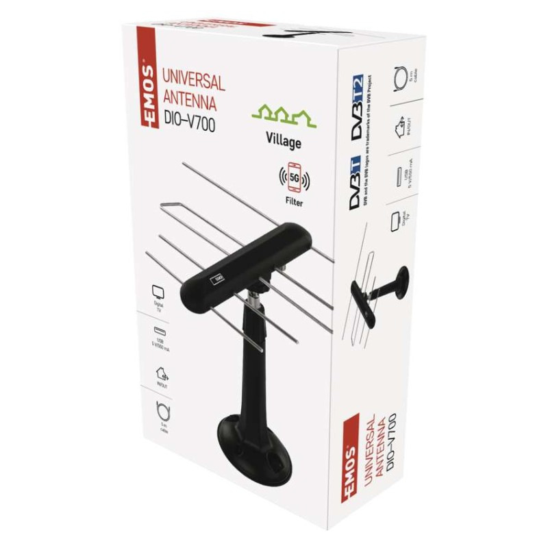 Anténa univerzálna EM-DIO3, 0–80 km, DVB-T2, filter LTE/4G/5G 1