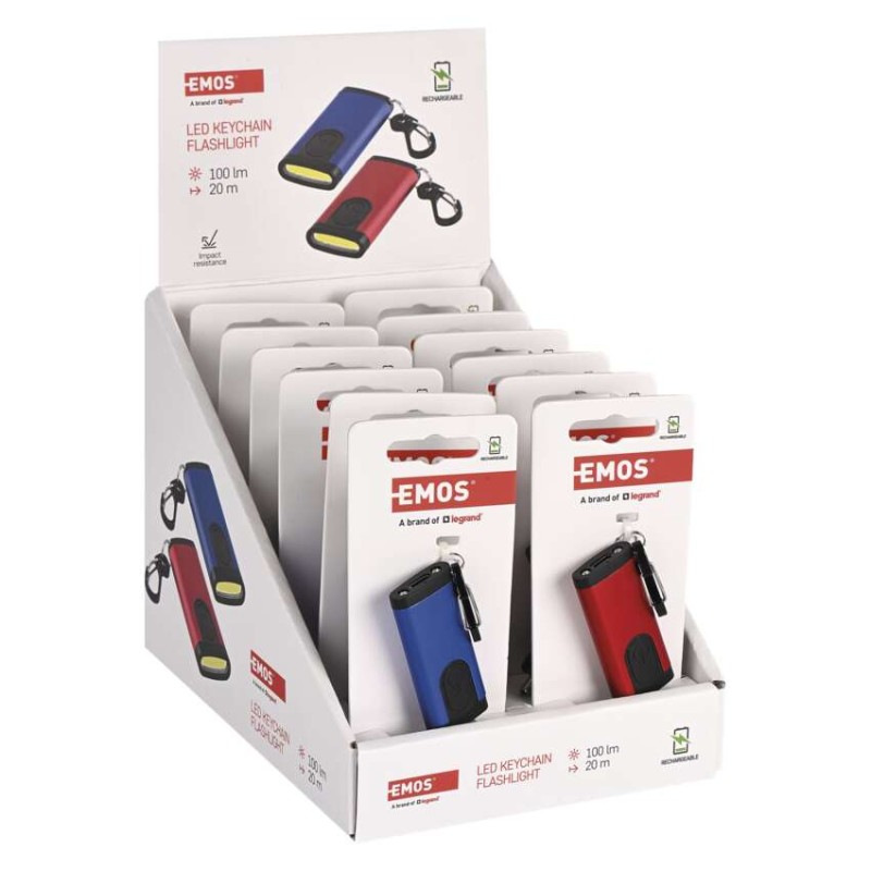 Nabíjacia mini LED baterka - prívesok na kľúče, 100 lm, 12 ks, display box 4