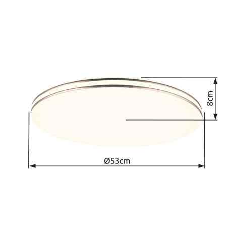 Stropné svietidlo, kov biely, plast biely, chrómová obrúč, zmena farby svetla 3000-6500K, nočné svet 10