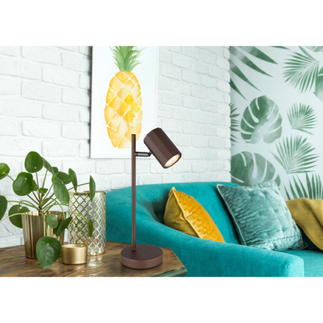 Stolové svietidlo, kov bronzový, hliník bronzový, kábel PVC čierny, kolískový vypínač na kábli, DxŠx 1