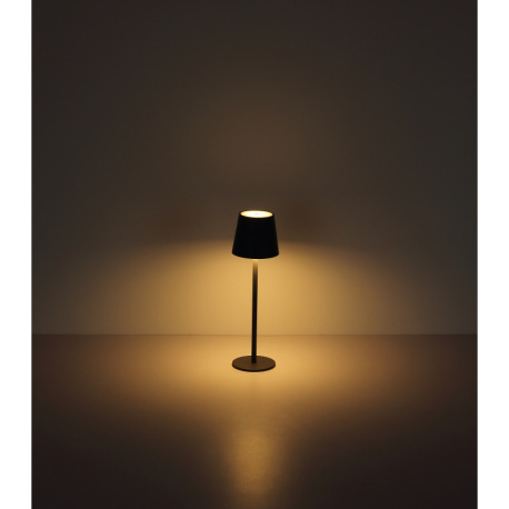 Nabíjateľná stolová lampa, kov čierny, plast čierny a biely, dotykové zapnutie/vypnutie, plynulá reg 9