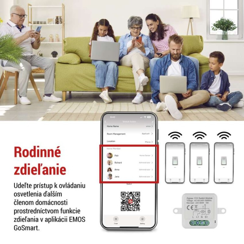 GoSmart spínací modul IP-2101SZ, ZigBee, 1-kanálový 2