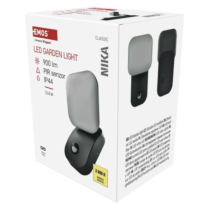 LED záhradné nástenné svietidlo NIKA, senzor súmraku, 12 x 12 x 20 cm, 12,8 W, teplá biela 7