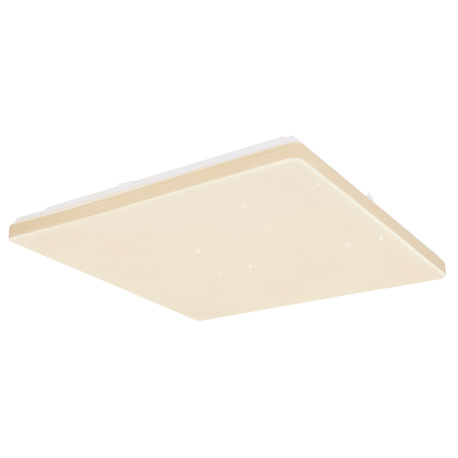 Stropné svietidlo, kov biely, plast v imitácii dreva, akryl, kompatibilné s Google Assistant a Alexa