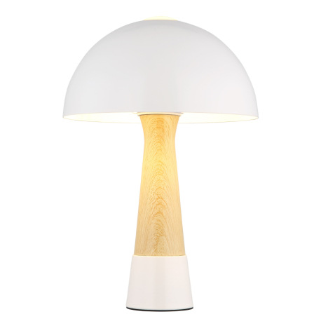 Stolná lampa, kov, piesková matná, kov imitácia dreva, kábel PVC čierny, kolískový vypínač na kábli, 15