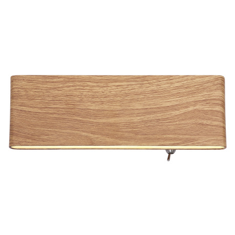 Nástenné svietidlo, kov vo farbe imitujúcej drevo, akryl biely, svetlá hore a dole, vypínač, ŠxV: 22 8