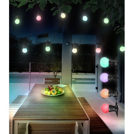 LED svetelná reťaz, čierny plast, plast biely, párty reťaz, pre vonkajšie použitie, IP44, dĺžka kábl 4