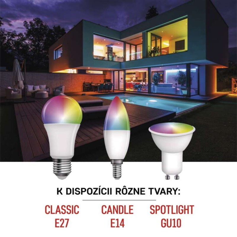 LED žiarovka GoSmart MR16 / GU10 / 4,8 W (35 W) / 400 lm / RGB / stmievateľná / WiFi 4