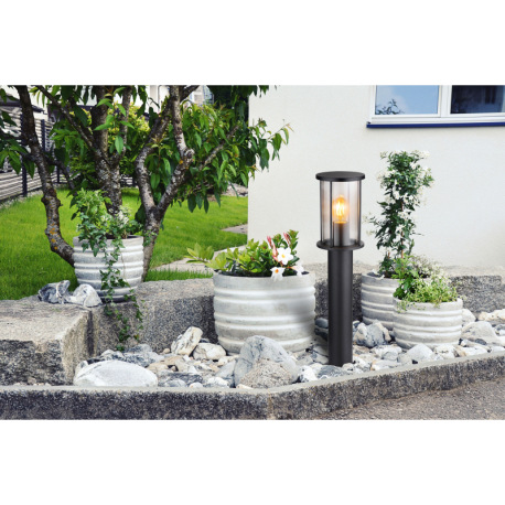 Vonkajšie svietidlo nerezová oceľ čierna matná, sklo dymové, kovové tyče čierne matné, IP54, ø: 143m 1